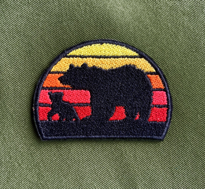 Retro Sunset Bear Patch
