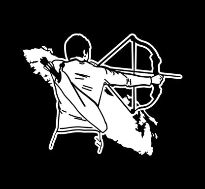 Male Archer Over Island Silhouette Decal