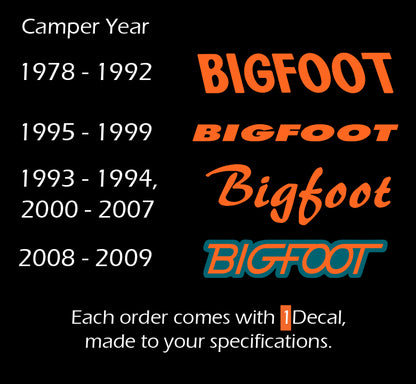 Bigfoot RV Camper Replacement Decals