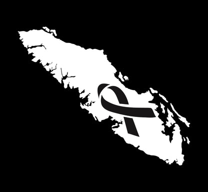 Vancouver Island With Cancer Awareness Ribbon