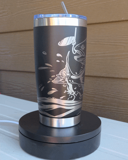 “Leaping Tyee” Chinook Salmon Fishing 20 oz. Tumbler – Customizable, Full Wrap Engraved