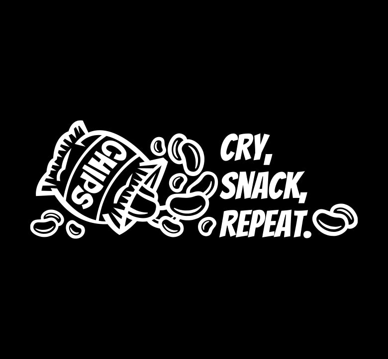 Cry, Snack, Repeat. Decal
