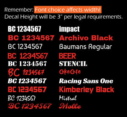 Custom Boat Licensing Numbers