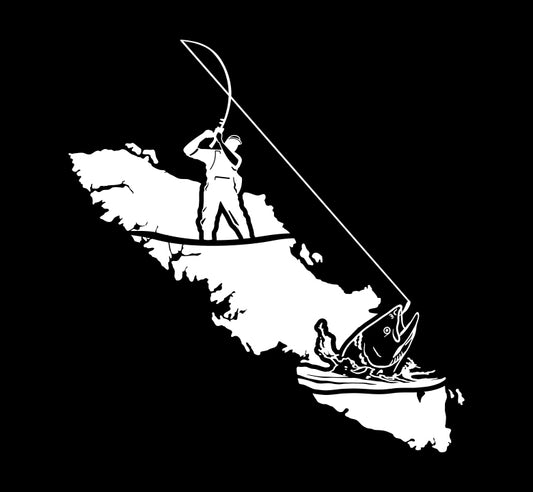 Salmon & Waders Catch Island Decal