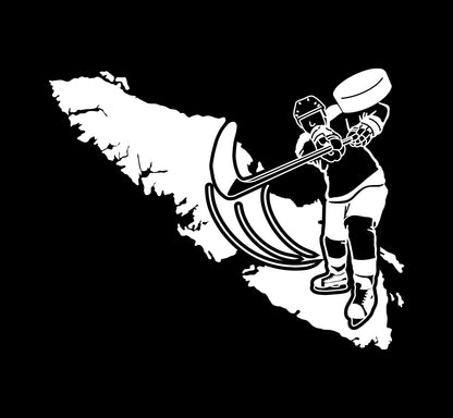 Hockey Player Shooting Puck Island Decal