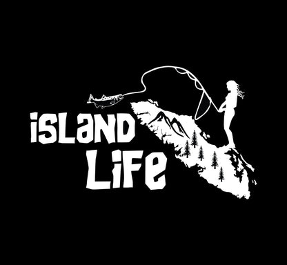 Angler Girl Catching Salmon - Island Life