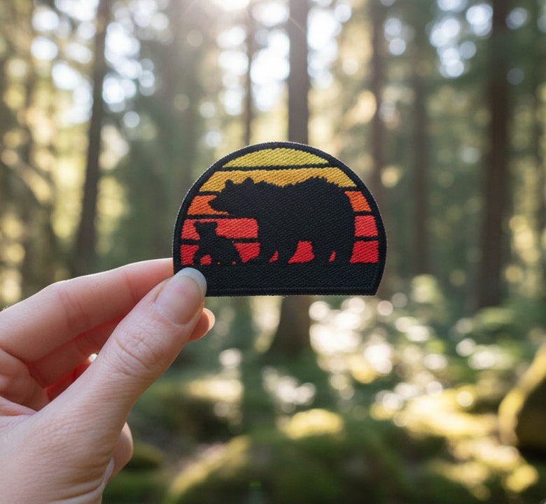Retro Sunset Bear Patch