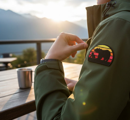 Retro Sunset Bear Patch